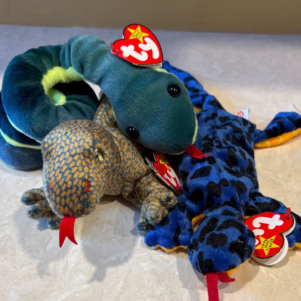 Ty Reptile Plush Trio - Teal, Blue, Brown